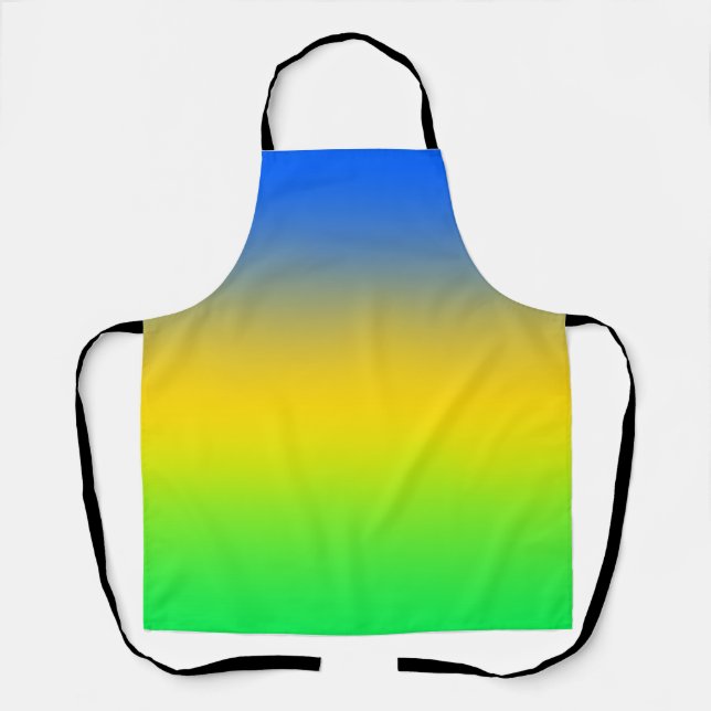  Neon blue, yellow, green gradient, ombre. Apron (Front)