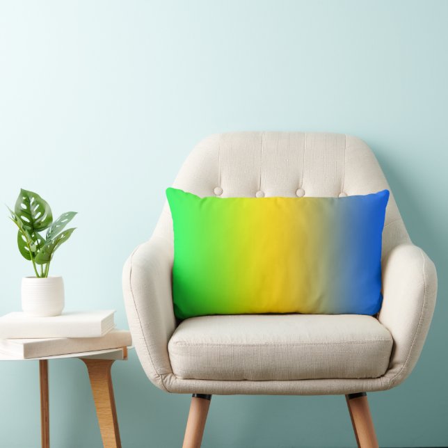  Neon blue, yellow, green gradient, ombre. Lumbar Pillow (Chair)
