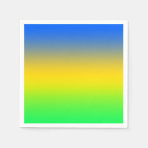 Neon blue, yellow, green gradient, ombre. Napkins