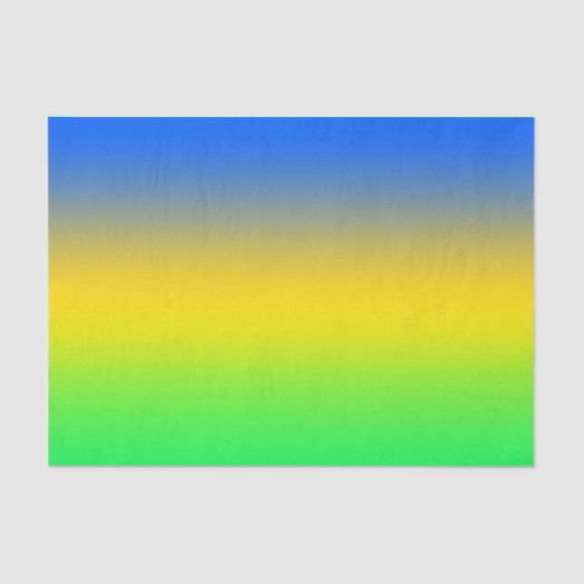  Neon blue, yellow, green gradient, ombre. Tissue Paper (Front)