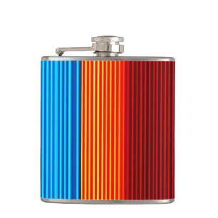 Neon Blue Yellow Red Lines Hip Flask
