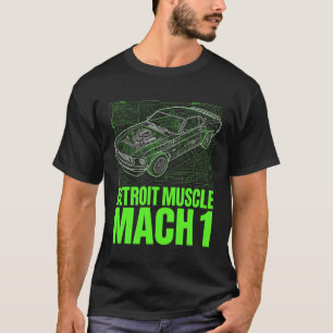 Neon Blueprint Mustang Muscle Techwear Graphic T-Shirt