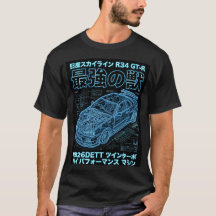 Neon Blueprint Skyline R34 Techwear Graphic