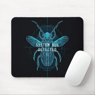 Neon Blueprint System Bug Programmer Desk Mouse Pad