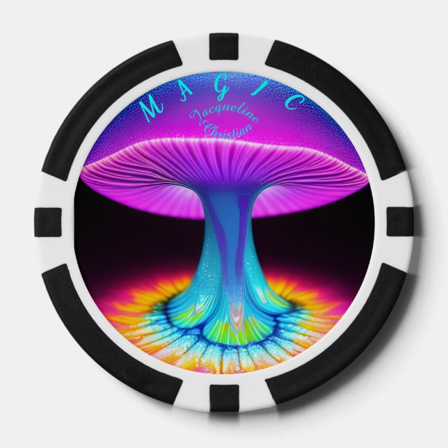 Neon Boho Unique Wedding Favor Poker Chips (Front)