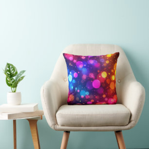 Neon Bokeh Lights Abstract Throw Pillow