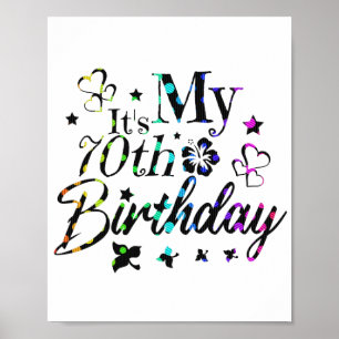 neon bokeh textured it's my 70th birthday poster