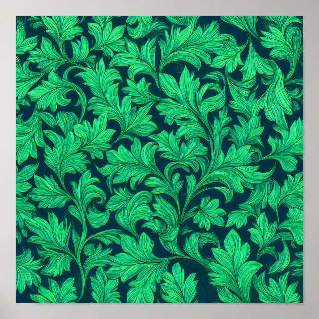 Neon Botanical Texture: Seamless Luminous Ivy Poster (Front)