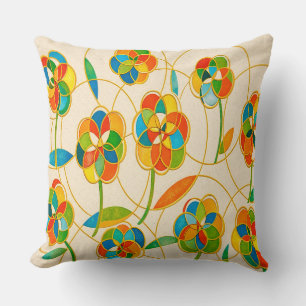 Neon Botanical Throw Pillow