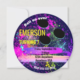 NEON BOWLING BALL, bowling, Glow bowling birthday Invitation