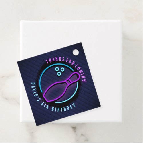 NEON BOWLING BALL ROUND Birthday Party Invitation Favor Tags