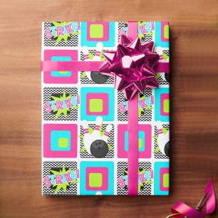 Neon Bowling Chevron Wrapping Paper