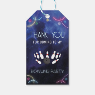 Neon Bowling Favor Tag for Birthday Party Retro