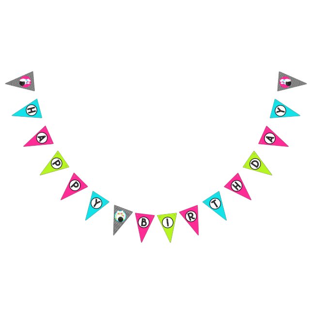 Neon Bowling Happy Birthday Bunting Flag Banner (All)