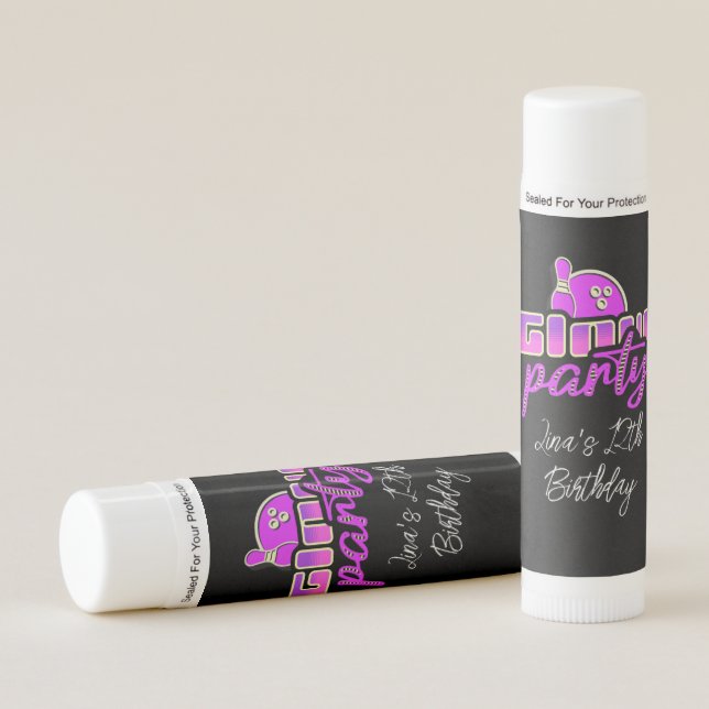 Neon Bowling Party Bash Birthday Party Lip Balm (Front)