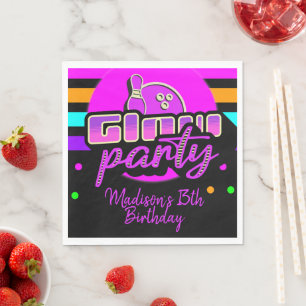 Neon Bowling Party Bash Birthday Party Napkins