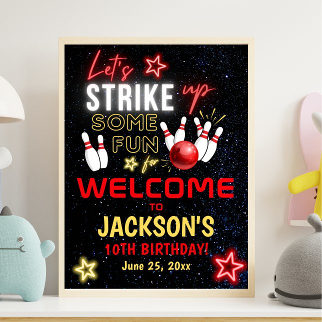 Neon Bowling party for Kids Poster (Creator Uploaded)