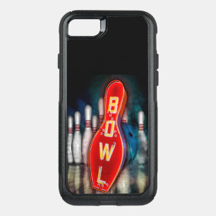 Neon Bowling Sign with ball and pins. OtterBox Commuter iPhone SE/8/7 Case