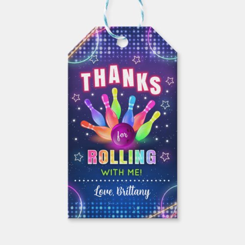 Neon Bowling Thank You Tags Bowling Favor Tag