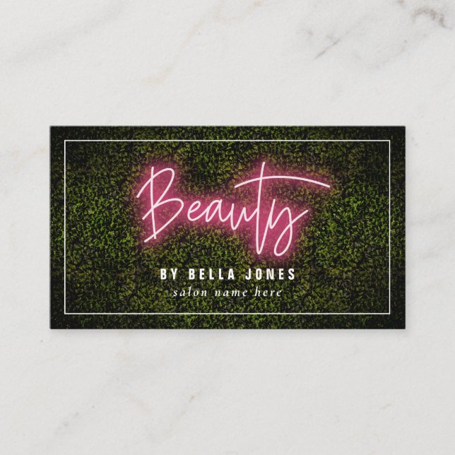 Neon Boxwood Beauty Business Card (Front)