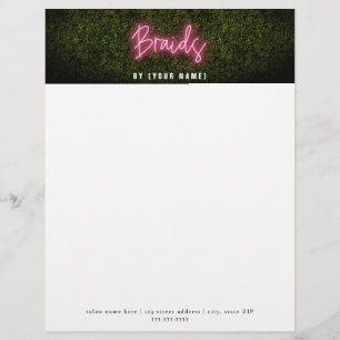 Neon Boxwood Hair Salon Braids Professional Letterhead