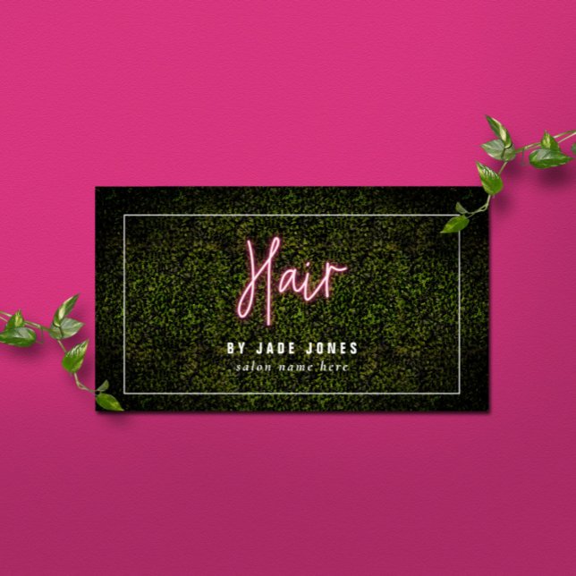Neon Boxwood Hair Salon Cosmetologist Business Card (Creator Uploaded)