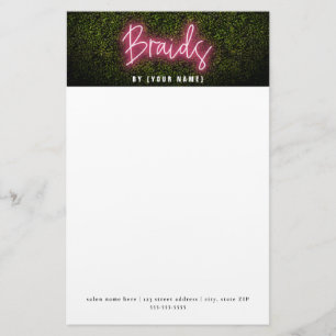 Neon Boxwood Hair Salon Professional Braids Stationery