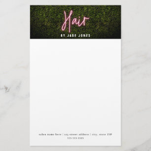 Neon Boxwood Hair Salon Professional Cosmetologist Stationery