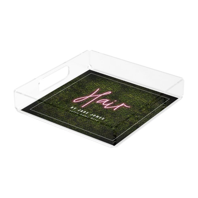 Neon Boxwood Hair Stylist Salon Cosmetologist Acrylic Tray (Angled)