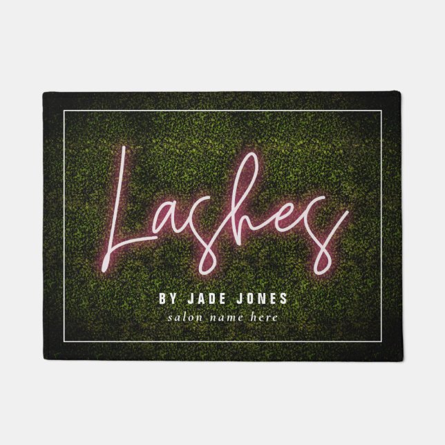 Neon Boxwood Lash Artist Cosmetologist Business Doormat (Front)