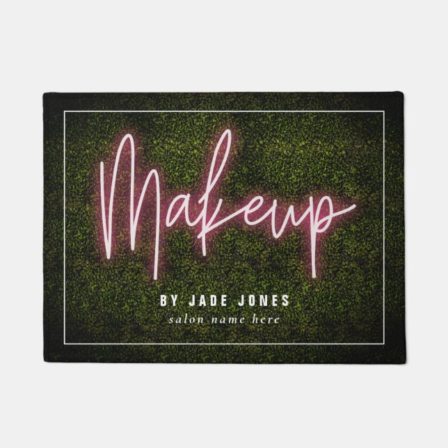 Neon Boxwood Makeup Cosmetologist Business Doormat (Front)