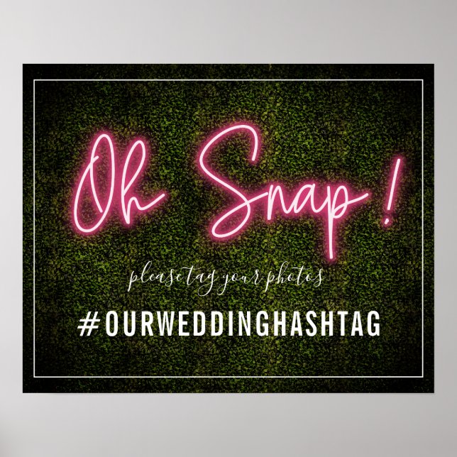 Neon Boxwood Wedding Hashtag Sign (Front)