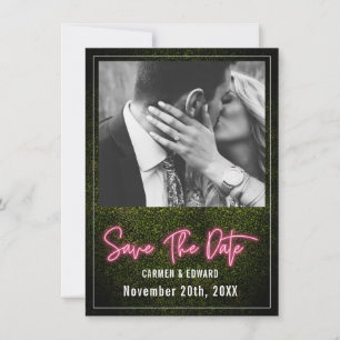 Neon Boxwood Wedding Photo Save The Date