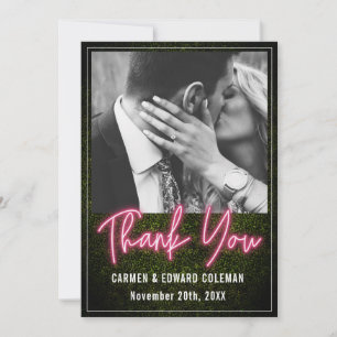 Neon Boxwood Wedding Photo Thank You Card