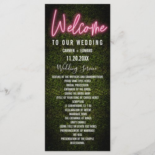 Neon Boxwood Wedding Program