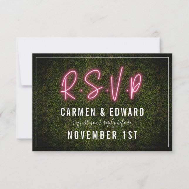 Neon Boxwood Wedding RSVP (Front)