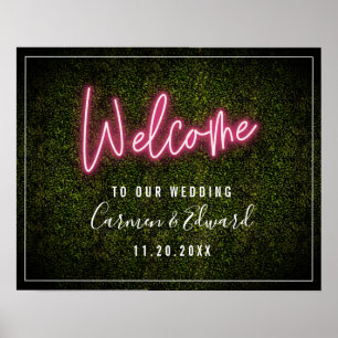 Neon Boxwood Wedding Welcome Poster