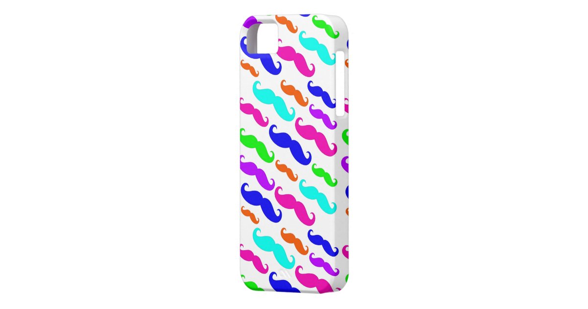 Neon bright colorful mustache iphone 5 case | Zazzle