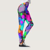 Neon bright colorful paint splatter leggings | Zazzle