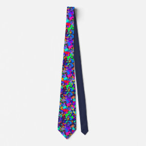 Neon bright colorful paint splatter neck tie