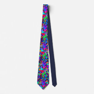 Neon bright colorful paint splatter neck tie