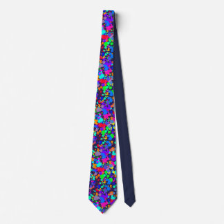 Neon bright colorful paint splatter neck tie