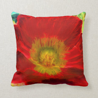 Neon bright colorful poppy flower throw pillow
