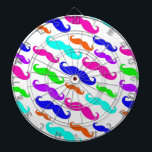 Neon bright colors mustaches dartboard with darts<br><div class="desc">Neon bright colors mustaches dartboard</div>