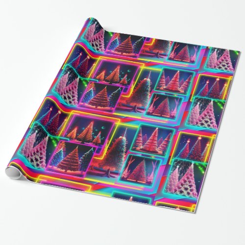 NEON Bright Fluorescent TREEZY Holiday Wraps Wrapping Paper