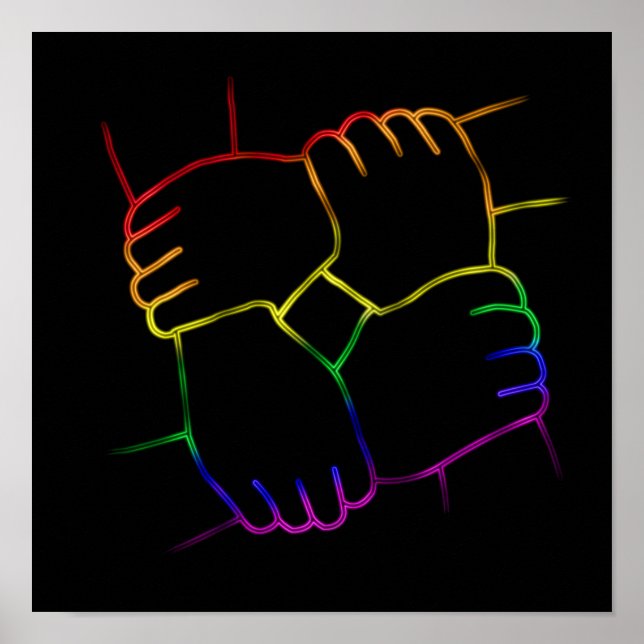 Neon Bright LGBTQ Colorful Pride Line Art Poster (Front)