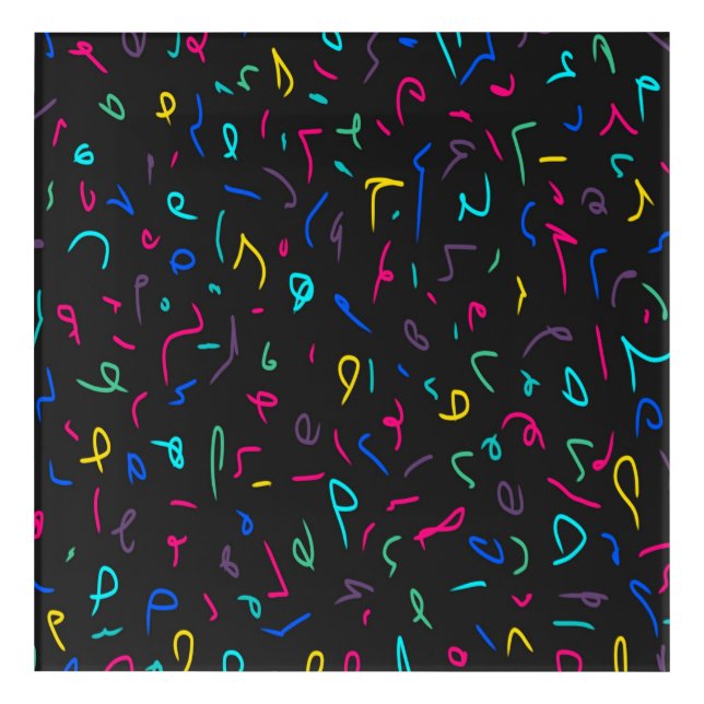 Neon Bright Marks on Black  Acrylic Print (Front)