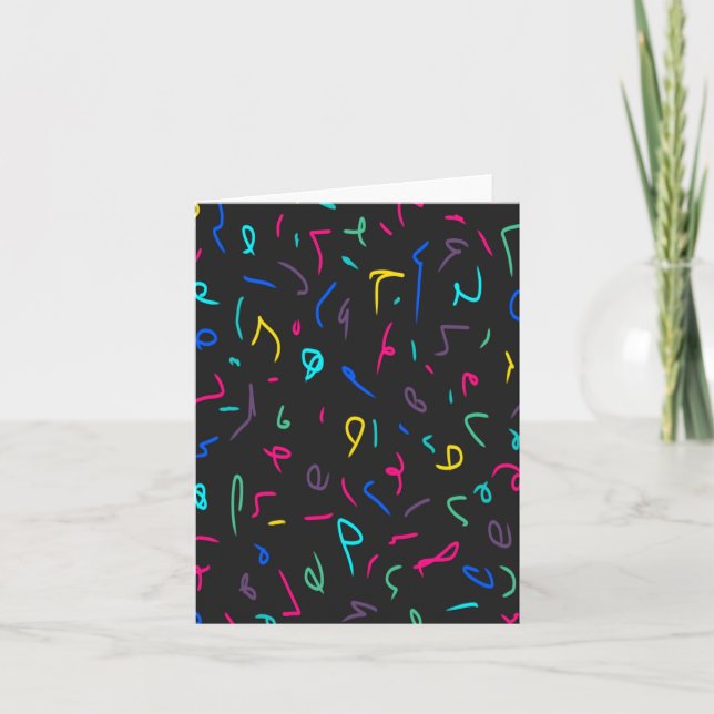 Neon Bright Marks on Black  Card (Front)
