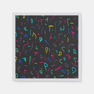 Neon Bright Marks on Black Napkins