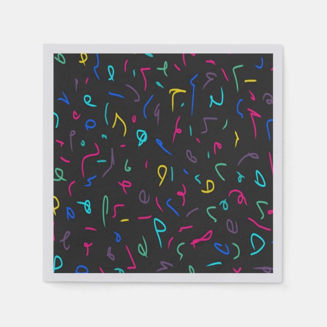 Neon Bright Marks on Black  Napkins (Front)